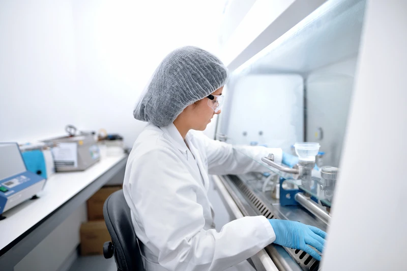 Изображение химика, работающего в лаборатории